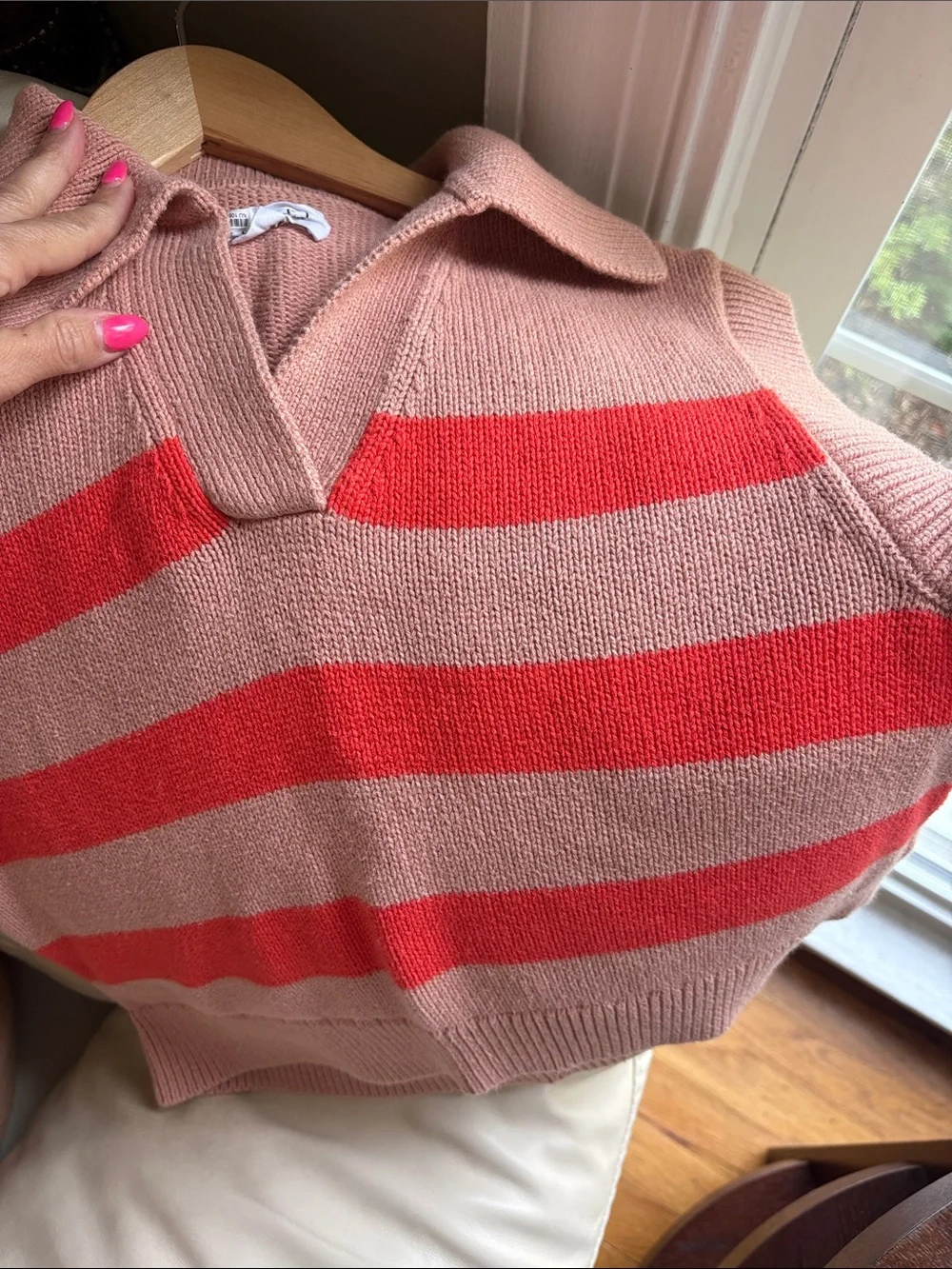 Anthropologie Velvet by Graham and Spencer Marietta Collared sweater vest stripe
